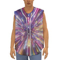 Colorful Hyperspace Print Sleeveless Baseball Jersey