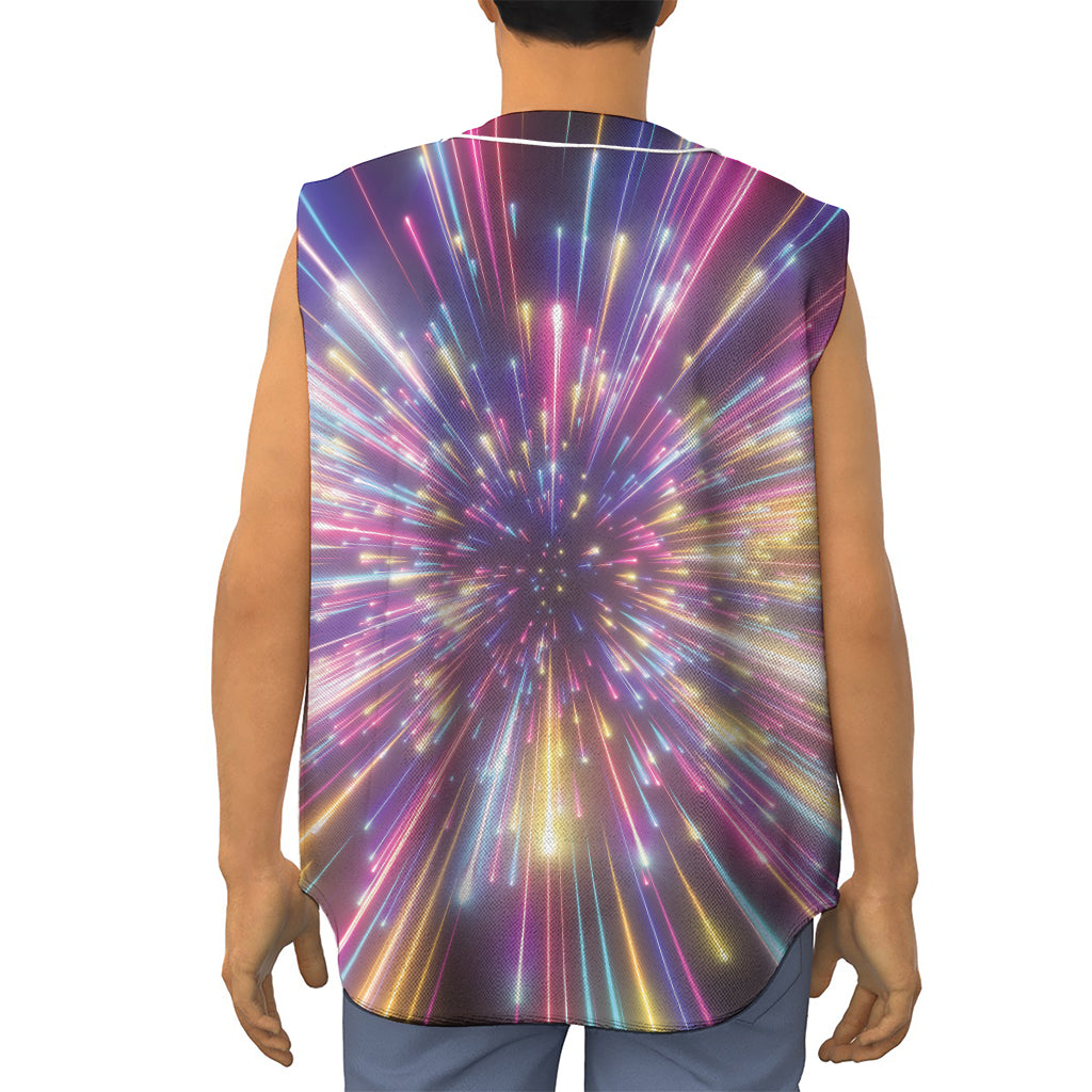 Colorful Hyperspace Print Sleeveless Baseball Jersey