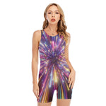 Colorful Hyperspace Print Sleeveless One Piece Swimsuit