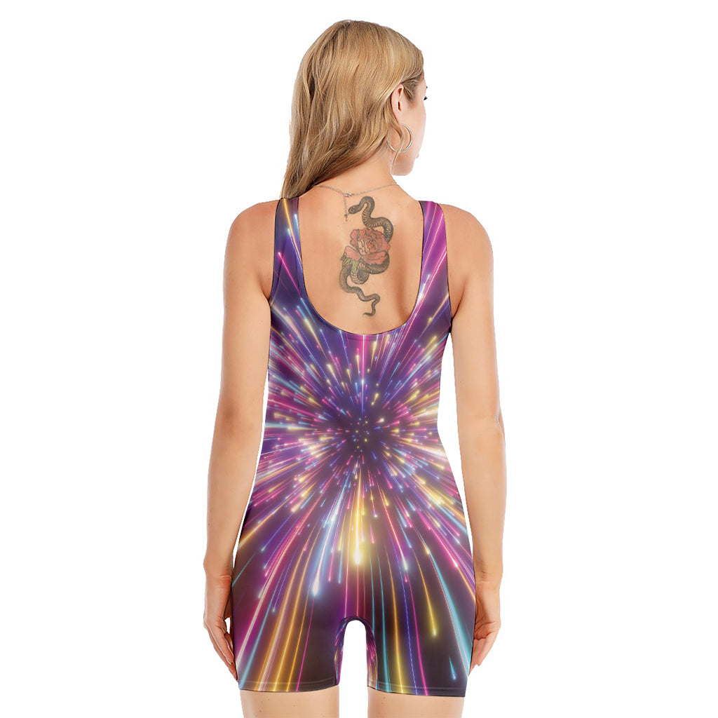 Colorful Hyperspace Print Sleeveless One Piece Swimsuit
