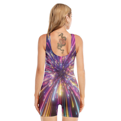 Colorful Hyperspace Print Sleeveless One Piece Swimsuit