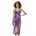 Colorful Hyperspace Print Slim Fit Midi Cami Dress