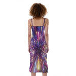 Colorful Hyperspace Print Slim Fit Midi Cami Dress