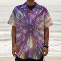 Colorful Hyperspace Print Textured Short Sleeve Shirt