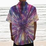 Colorful Hyperspace Print Textured Short Sleeve Shirt