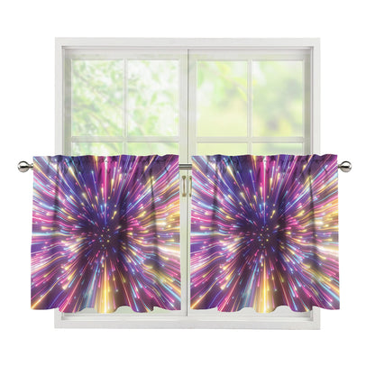 Colorful Hyperspace Print Tier Curtains