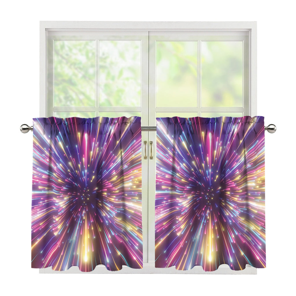 Colorful Hyperspace Print Tier Curtains