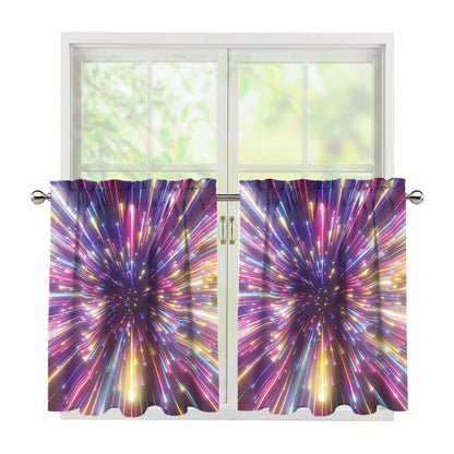 Colorful Hyperspace Print Tier Curtains