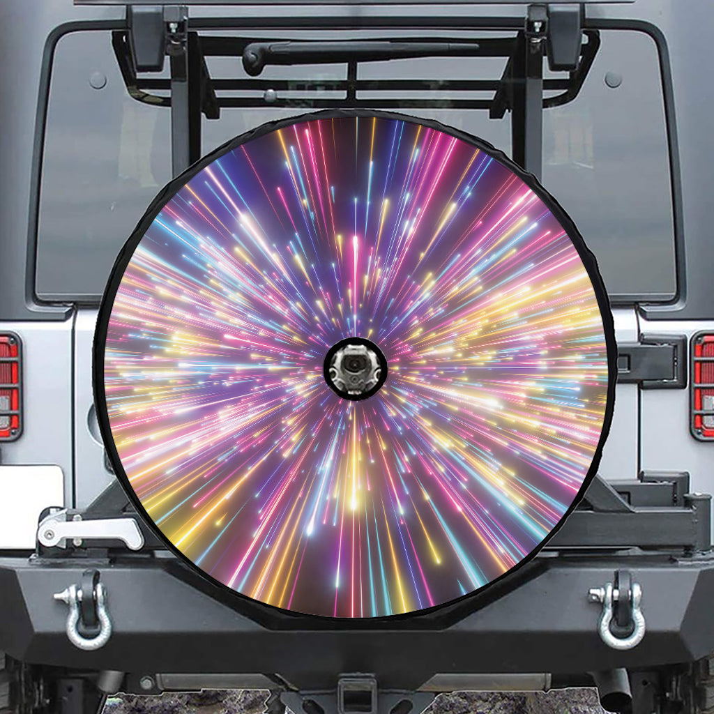 Colorful Hyperspace Print Tire Cover With Camera Hole