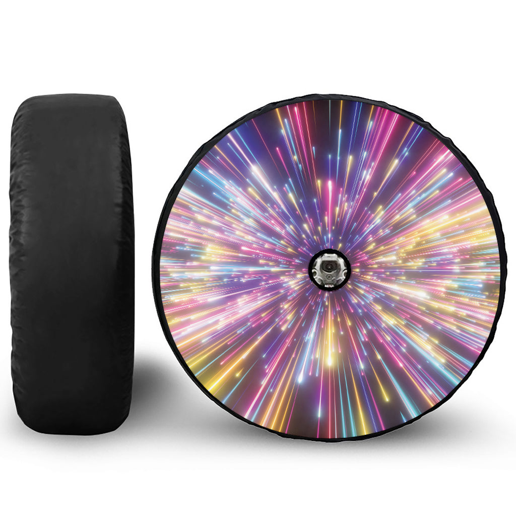 Colorful Hyperspace Print Tire Cover With Camera Hole