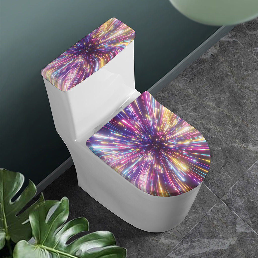 Colorful Hyperspace Print Toilet Lid And Tank Cover Set