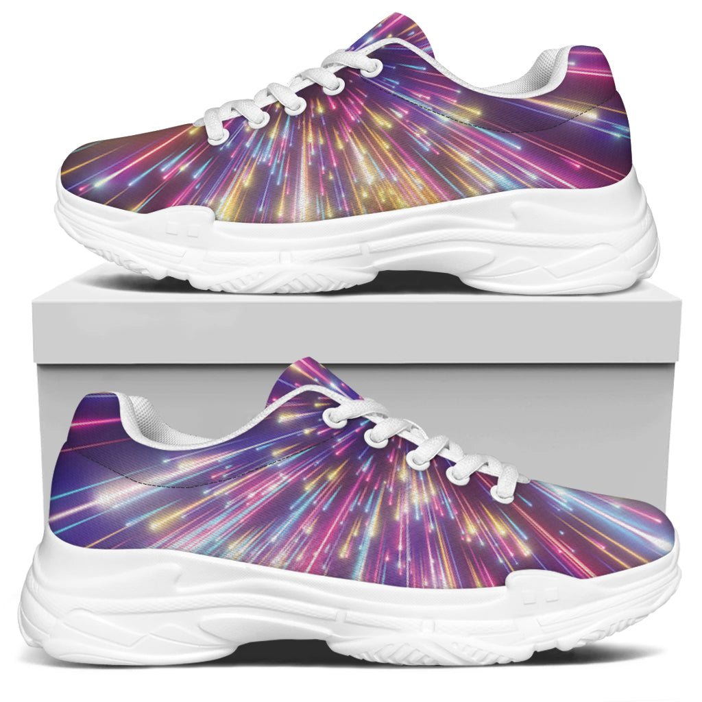Colorful Hyperspace Print White Chunky Shoes