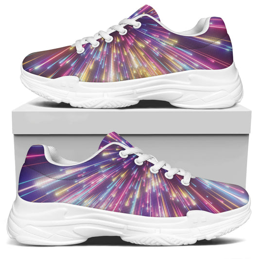 Colorful Hyperspace Print White Chunky Shoes