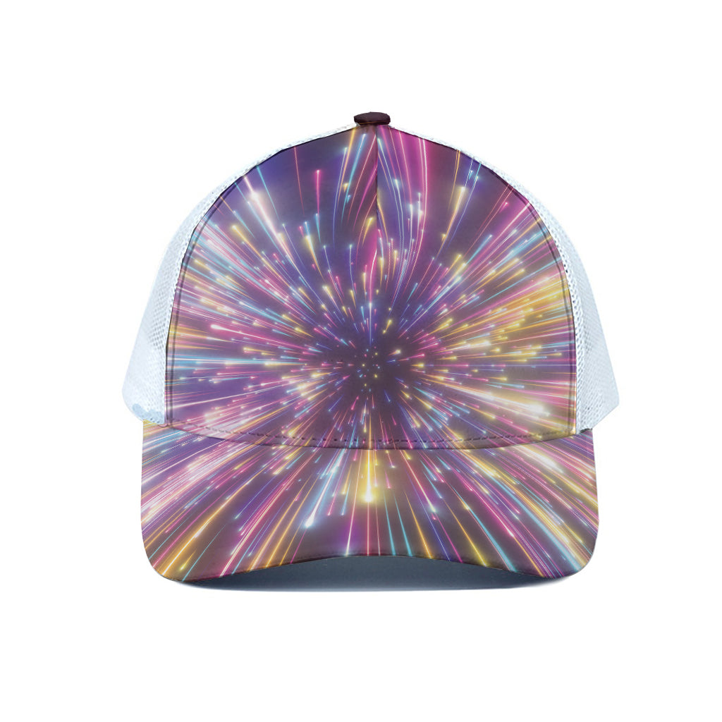 Colorful Hyperspace Print White Mesh Trucker Cap