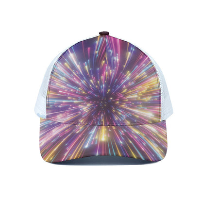 Colorful Hyperspace Print White Mesh Trucker Cap