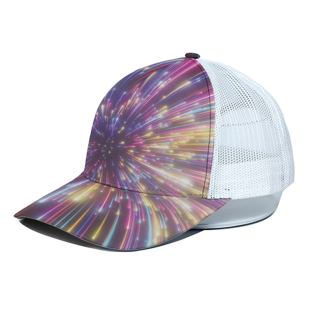 Colorful Hyperspace Print White Mesh Trucker Cap