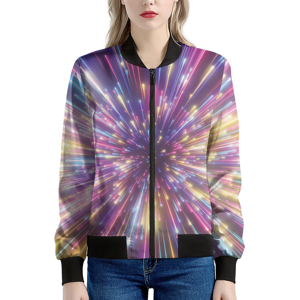 Colorful Hyperspace Print Women's Bomber Jacket