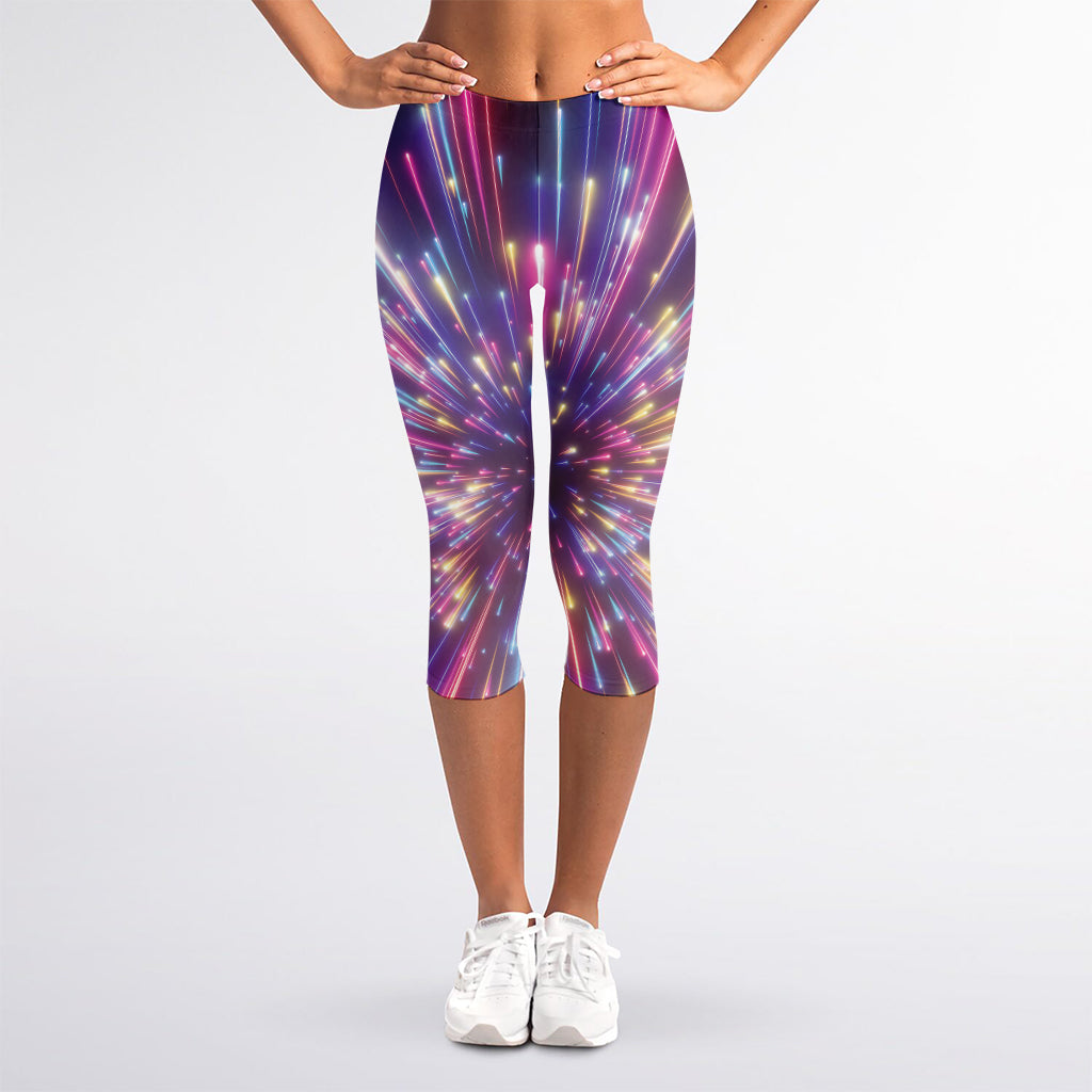 Colorful Hyperspace Print Women's Capri Leggings