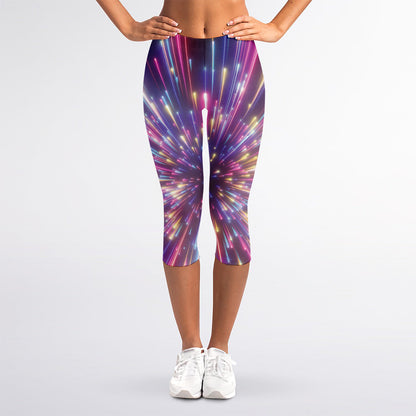 Colorful Hyperspace Print Women's Capri Leggings