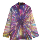 Colorful Hyperspace Print Women's Cotton Blazer