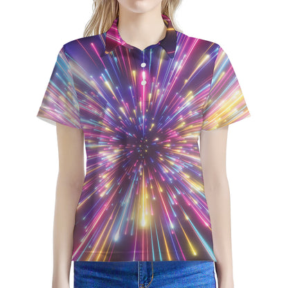 Colorful Hyperspace Print Women's Polo Shirt