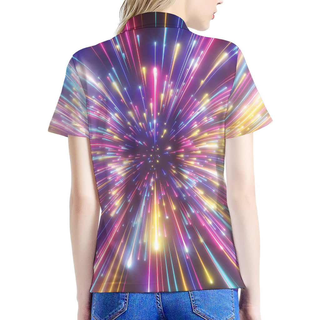 Colorful Hyperspace Print Women's Polo Shirt
