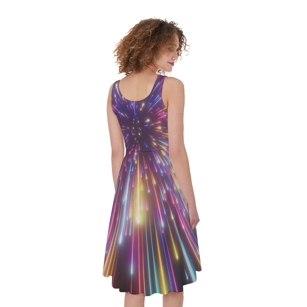 Colorful Hyperspace Print Women's Sleeveless Dress