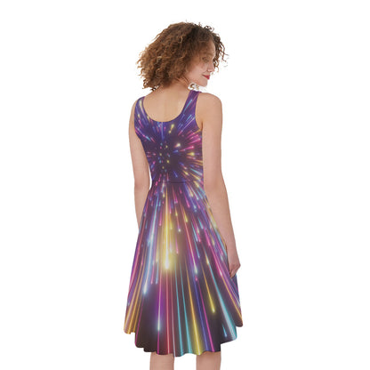 Colorful Hyperspace Print Women's Sleeveless Dress