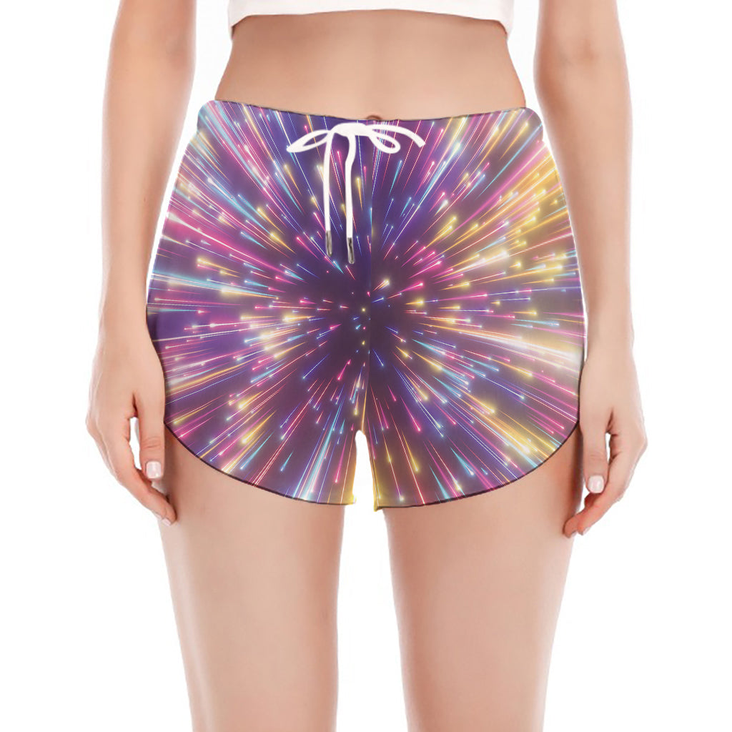 Colorful Hyperspace Print Women's Split Running Shorts