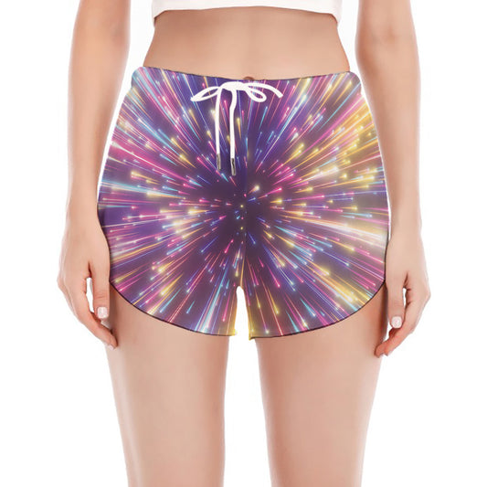 Colorful Hyperspace Print Women's Split Running Shorts