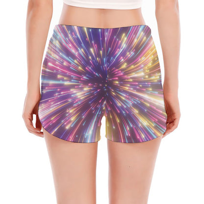 Colorful Hyperspace Print Women's Split Running Shorts