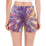 Colorful Hyperspace Print Women's Split Running Shorts