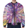 Colorful Hyperspace Print Zip Sleeve Bomber Jacket