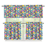 Colorful Ice Cream Pattern Print 3 Piece Kitchen Curtains