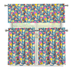 Colorful Ice Cream Pattern Print 3 Piece Kitchen Curtains