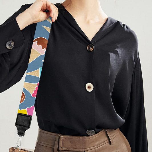 Colorful Ice Cream Pattern Print Bag Strap