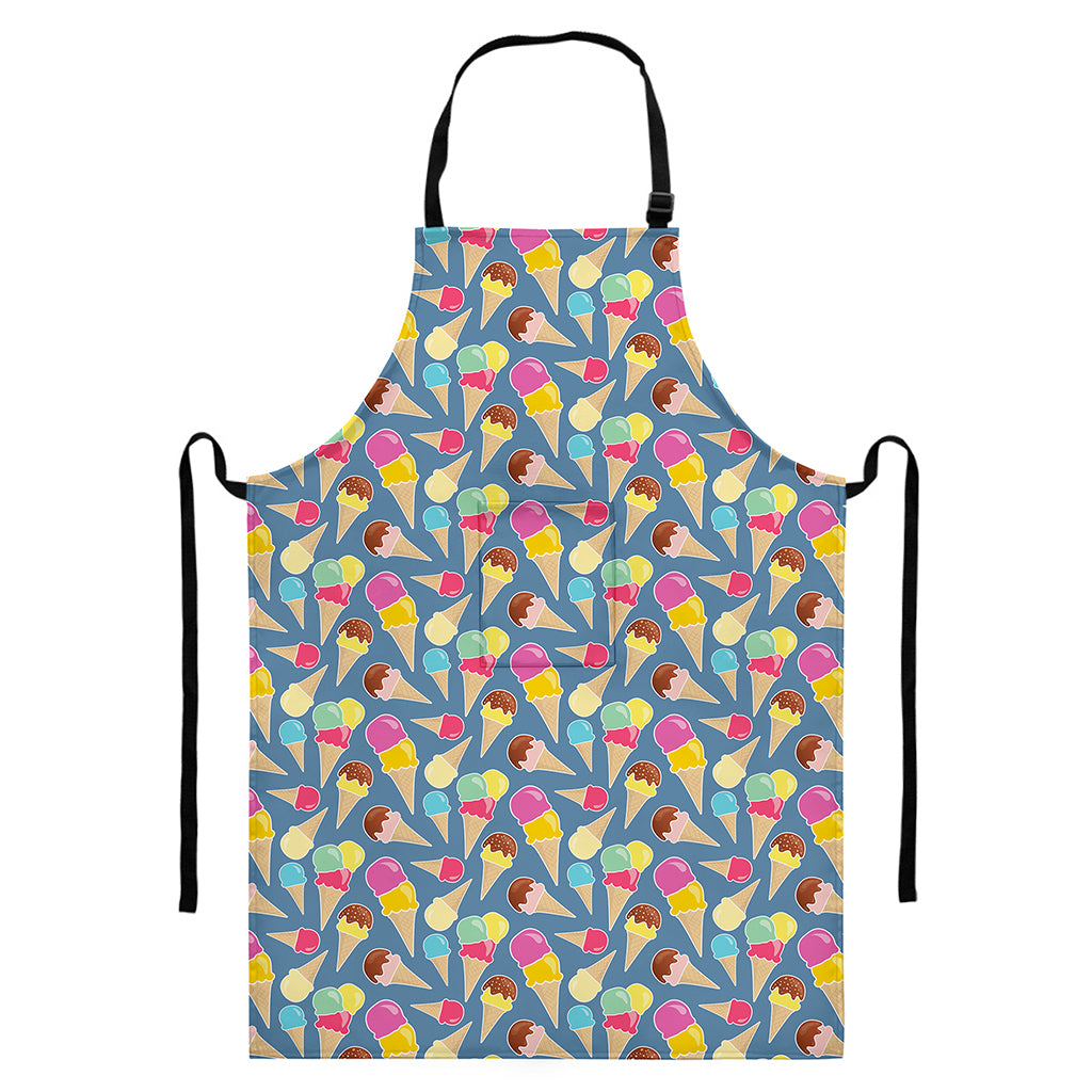 Colorful Ice Cream Pattern Print Bib Apron With Pocket