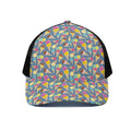 Colorful Ice Cream Pattern Print Black Mesh Trucker Hat