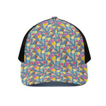 Colorful Ice Cream Pattern Print Black Mesh Trucker Cap