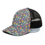 Colorful Ice Cream Pattern Print Black Mesh Trucker Cap