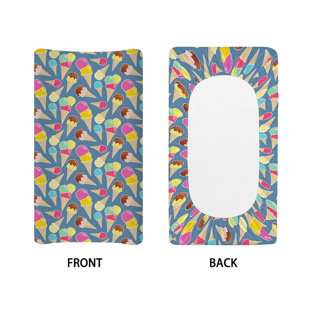 Colorful Ice Cream Pattern Print Changing Pad Cover