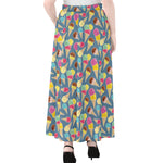 Colorful Ice Cream Pattern Print Chiffon Maxi Skirt