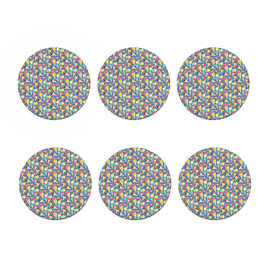 Colorful Ice Cream Pattern Print Coaster Set