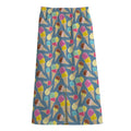 Colorful Ice Cream Pattern Print Cotton Front Slit Maxi Skirt