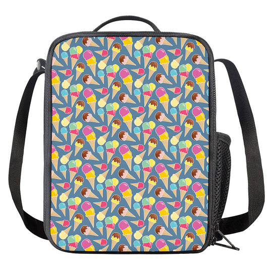 Colorful Ice Cream Pattern Print Crossbody Lunch Bag