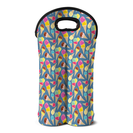 Colorful Ice Cream Pattern Print Double Neoprene Wine Tote