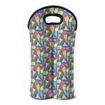 Colorful Ice Cream Pattern Print Double Neoprene Wine Tote