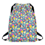 Colorful Ice Cream Pattern Print Drawstring Backpack