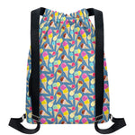 Colorful Ice Cream Pattern Print Drawstring Backpack
