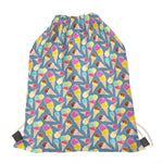 Colorful Ice Cream Pattern Print Drawstring Bag